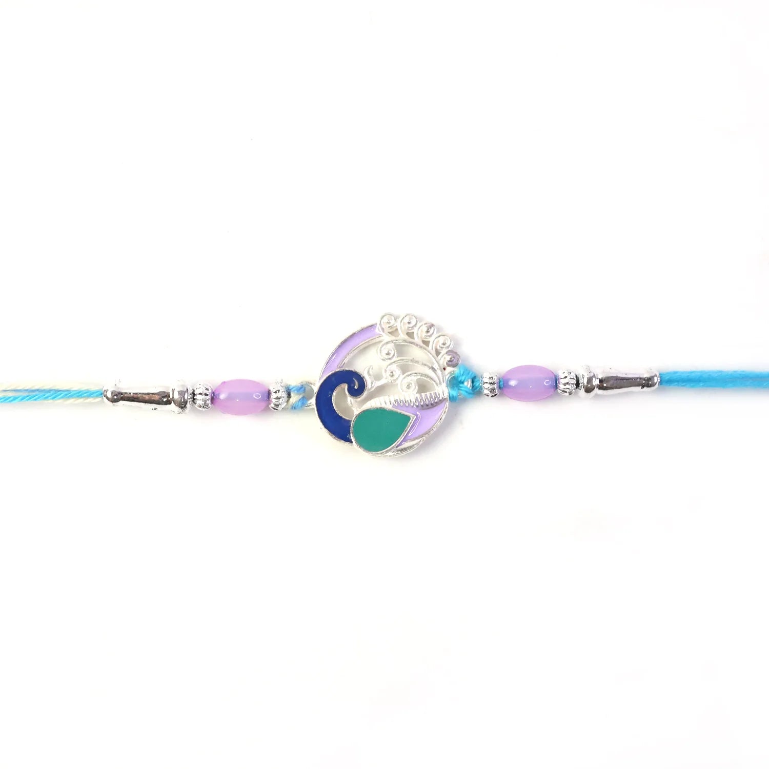 Rakshabandhan Peacock Motif Rakhi – Elegant Beaded Thread For Brothers