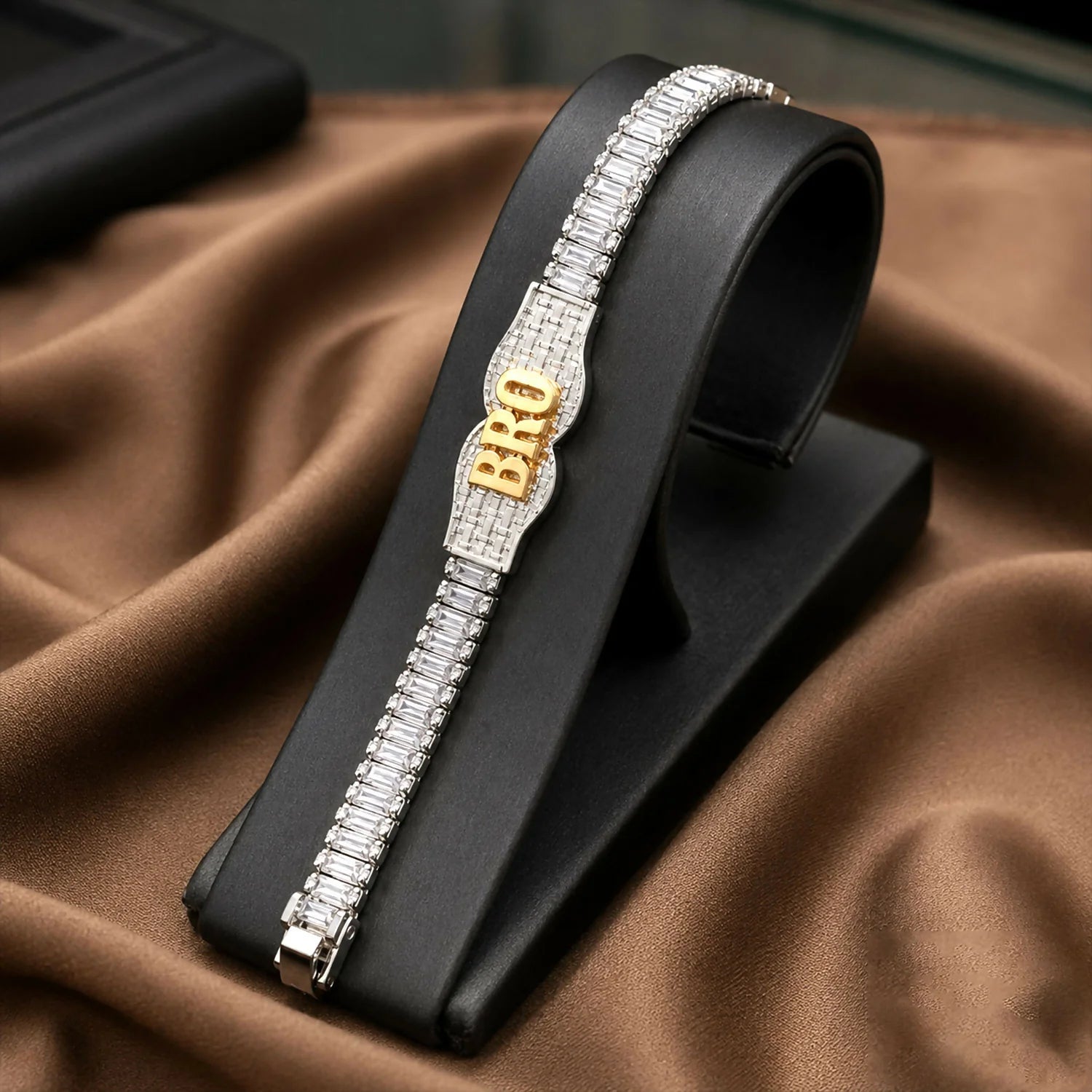 BRO Crystal Stone Rakhi For Brother Premium Designer Festival Thread With Stones