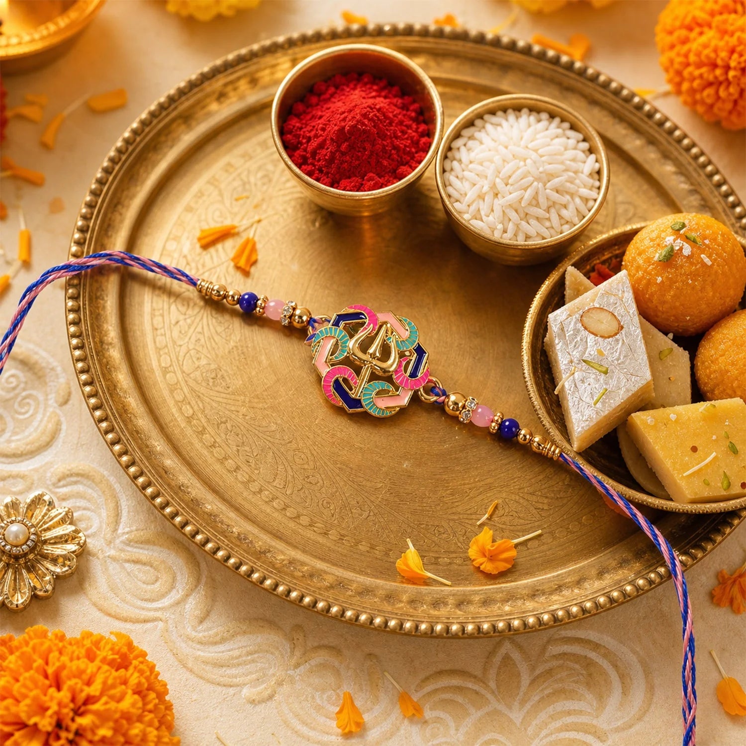 Rakshabandhan Colorful Trishul Beads Rakhi – Traditional & Stylish