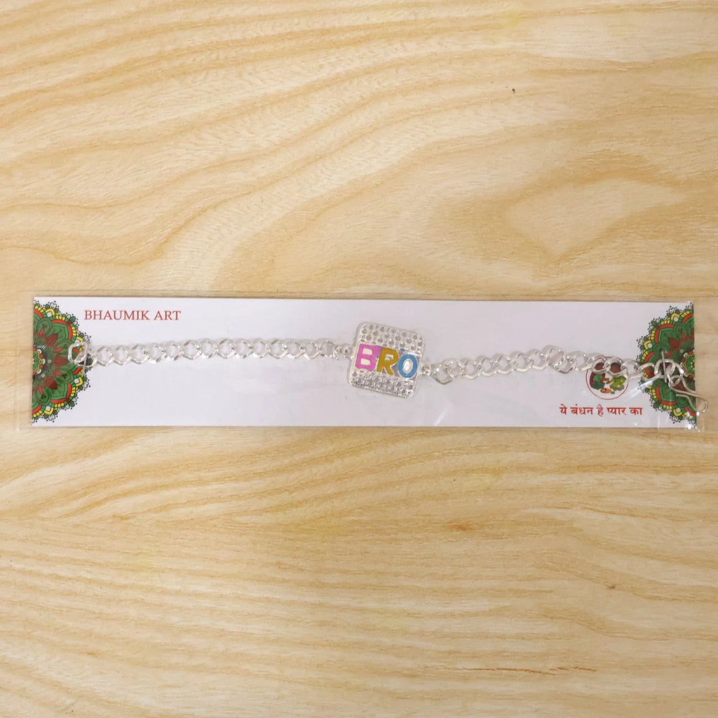 Bro Text Stone Studded Rakhi For Brother – Chain Style