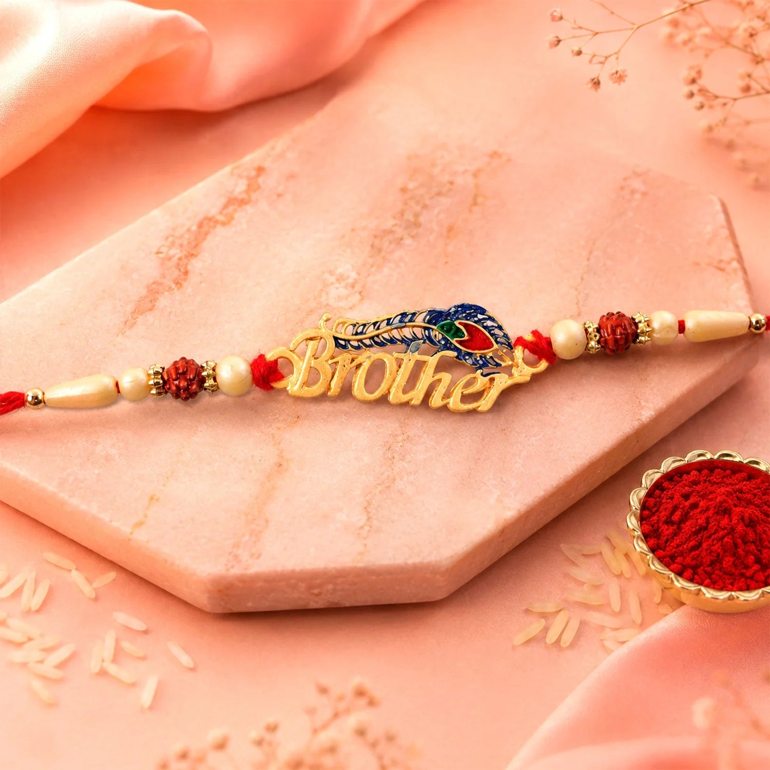 Rakhi For Brother Traditional Beaded Designer Thread